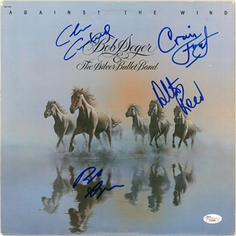 1980 Bob Seger & The Silver Bullet Band Signed "Against the Wind" Album with 4 Signatures: Seger, Reed, Campbell & Frost (JSA)